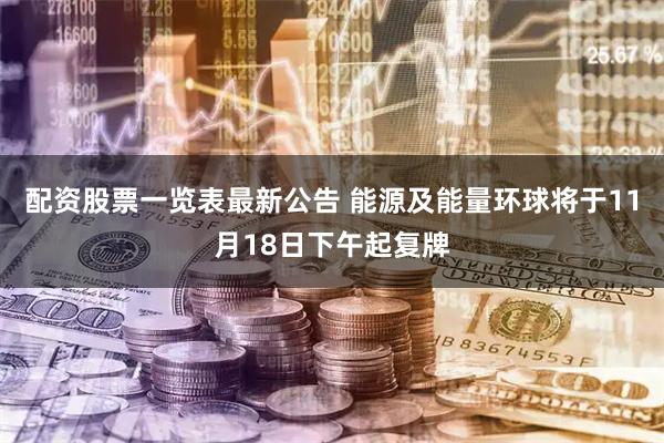 配资股票一览表最新公告 能源及能量环球将于11月18日下午起复牌